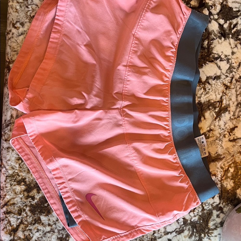 Nike Women’s Coral Pink Athletic Shorts with Charcoal Waistband